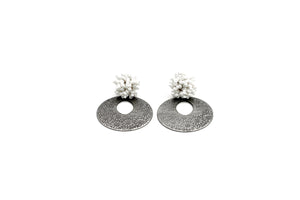 Silver Floral Circle Earrings