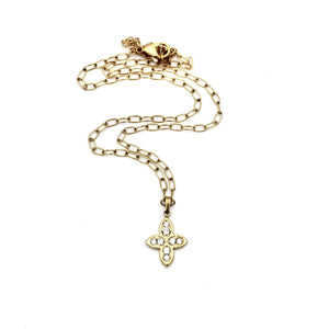 Gold Rhinestone Quatrefoil Necklace