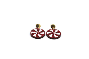 Red Peppermint Candy Earrings