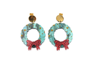 Acrylic Christmas Wreath Earrings