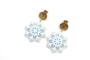 Blue Layered Snowflake Earrings