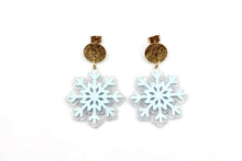 Load image into Gallery viewer, Blue Layered Snowflake Earrings
