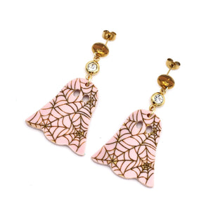 Pink Spiderweb Ghost Earrings