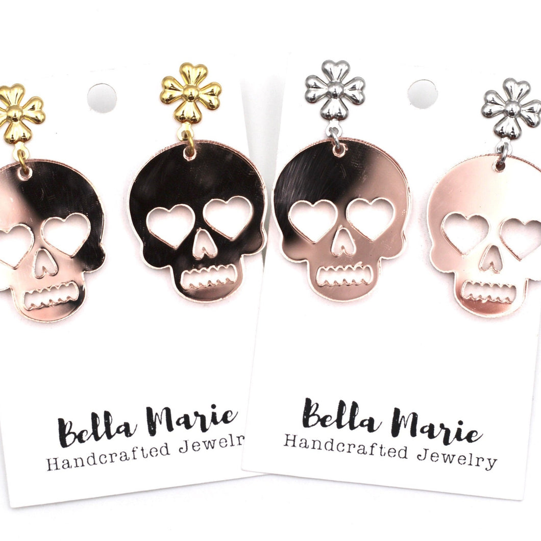 Rose Gold Skull Earrings