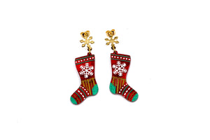 Red Christmas Stocking Earrings