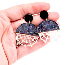 Load image into Gallery viewer, Glow in the Dark Spider Web Earrings
