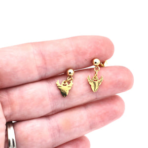 Dainty Gold Reindeer Earrings