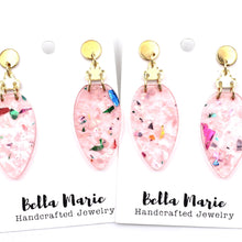 Load image into Gallery viewer, Pink Christmas Light Earrings

