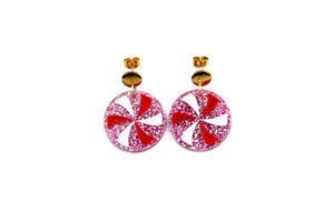 Pink Peppermint Candy Earrings