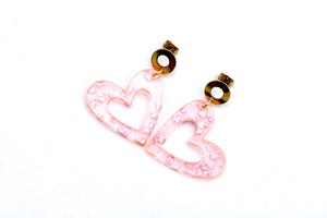 Pink Glitter Heart Earrings