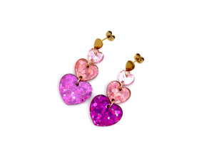 Ombre Glitter Heart Earrings