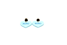 Load image into Gallery viewer, Blue XOXO Heart Earrings
