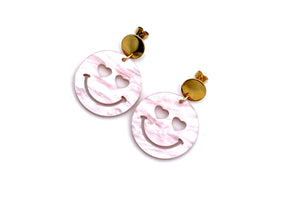Light Pink Smiley Face Earrings