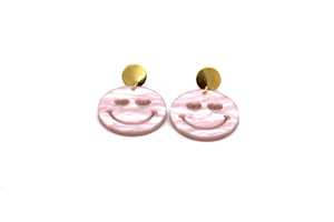 Light Pink Smiley Face Earrings