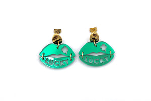 St. Patrick's Day Lucky Lips Earrings