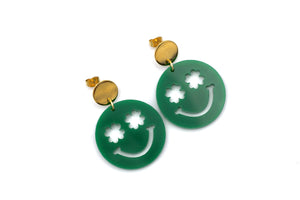 Clover Smiley Face Earrings