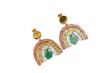 Load image into Gallery viewer, Clover Glitter Rainbow Earrings
