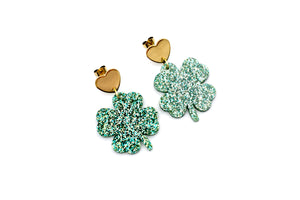 Glitter Clover Earrings