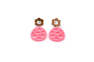 Pink Floral Egg Earrings