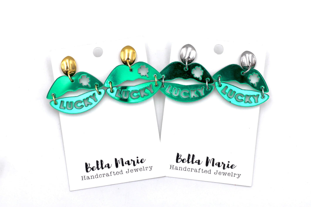 St. Patrick's Day Lucky Lips Earrings