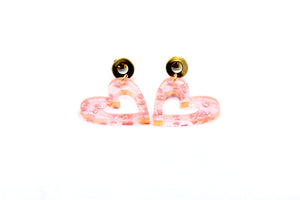 Pink Glitter Heart Earrings