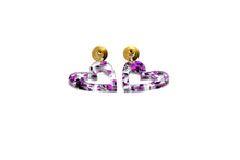 Load image into Gallery viewer, Purple Glitter Heart Earrings
