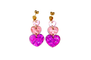 Ombre Glitter Heart Earrings