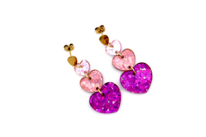 Ombre Glitter Heart Earrings