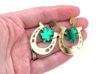 Load image into Gallery viewer, Clover Horseshoe Earrings
