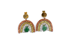 Load image into Gallery viewer, Clover Glitter Rainbow Earrings
