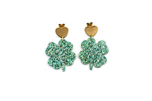 Load image into Gallery viewer, Glitter Clover Earrings
