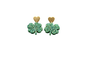 Glitter Clover Earrings