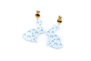 Blue Floral Bunny Earrings