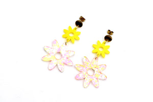 Pink & Yellow Flower Earrings