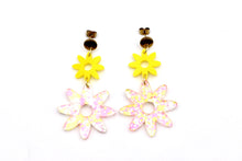 Load image into Gallery viewer, Pink &amp; Yellow Flower Earrings
