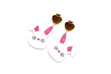 Load image into Gallery viewer, White Bunny Earrings
