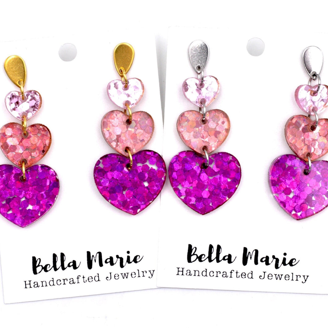 Ombre Glitter Heart Earrings