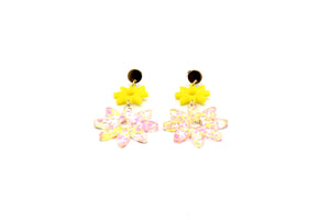 Pink & Yellow Flower Earrings