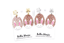 Load image into Gallery viewer, Rose Gold Glitter Egg Bunny Earrings
